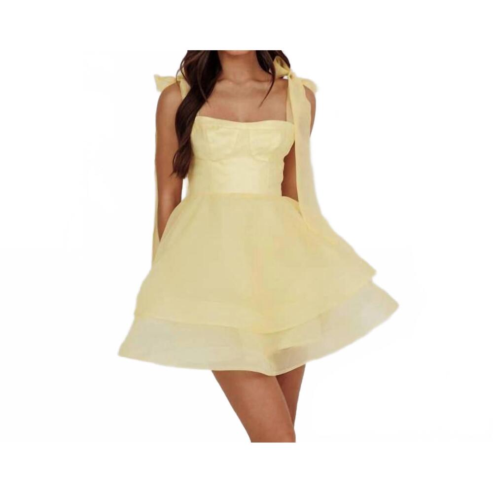 NEW ONE AND ONLY COLLECTIVE sqaure neck organza mini dress in yellow